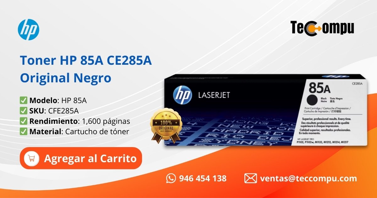 Toner HP 85A Negro CE285A Original Negro para Impresora LaserJet